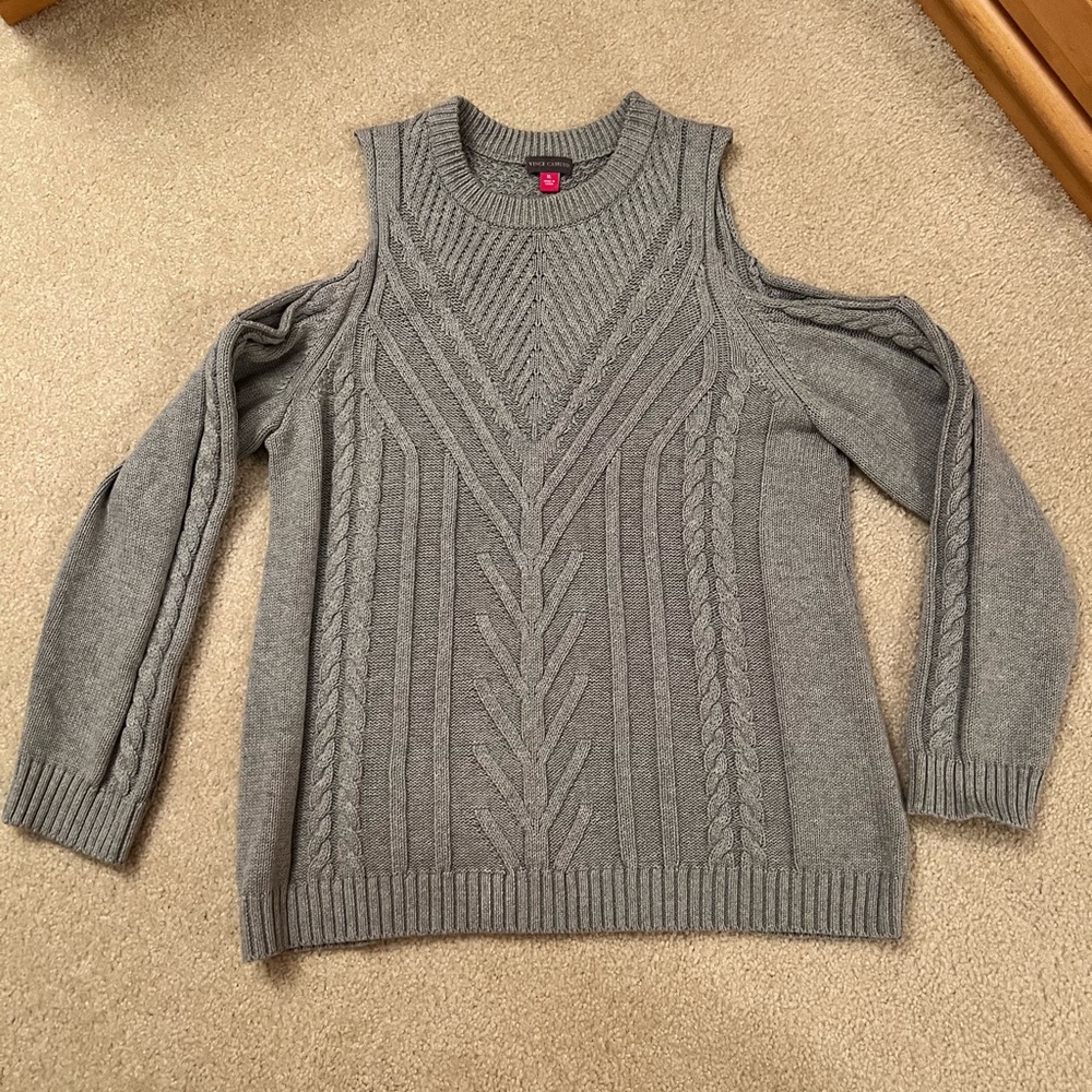 Vince Camuto Off-Shoulder Gray Sweater